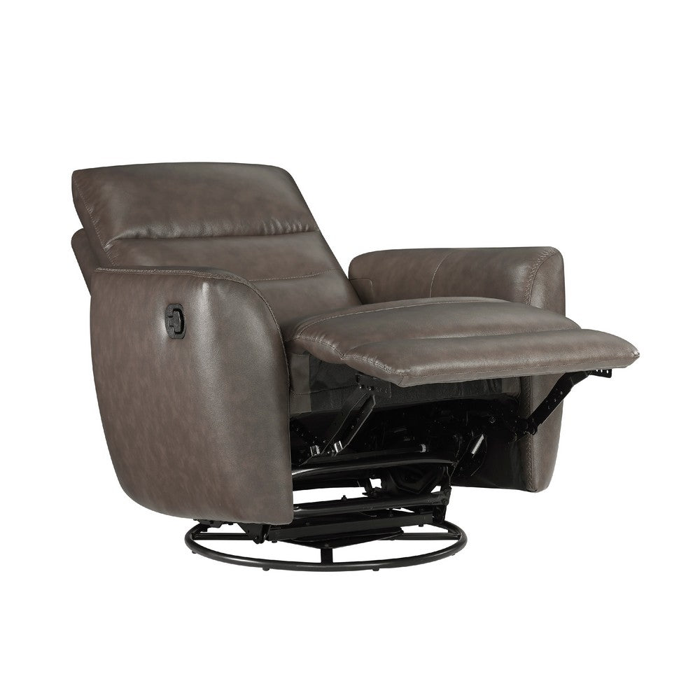 Cax Swivel Glider Manual Reclining Chair | Tab Pull | Dark Brown Leather