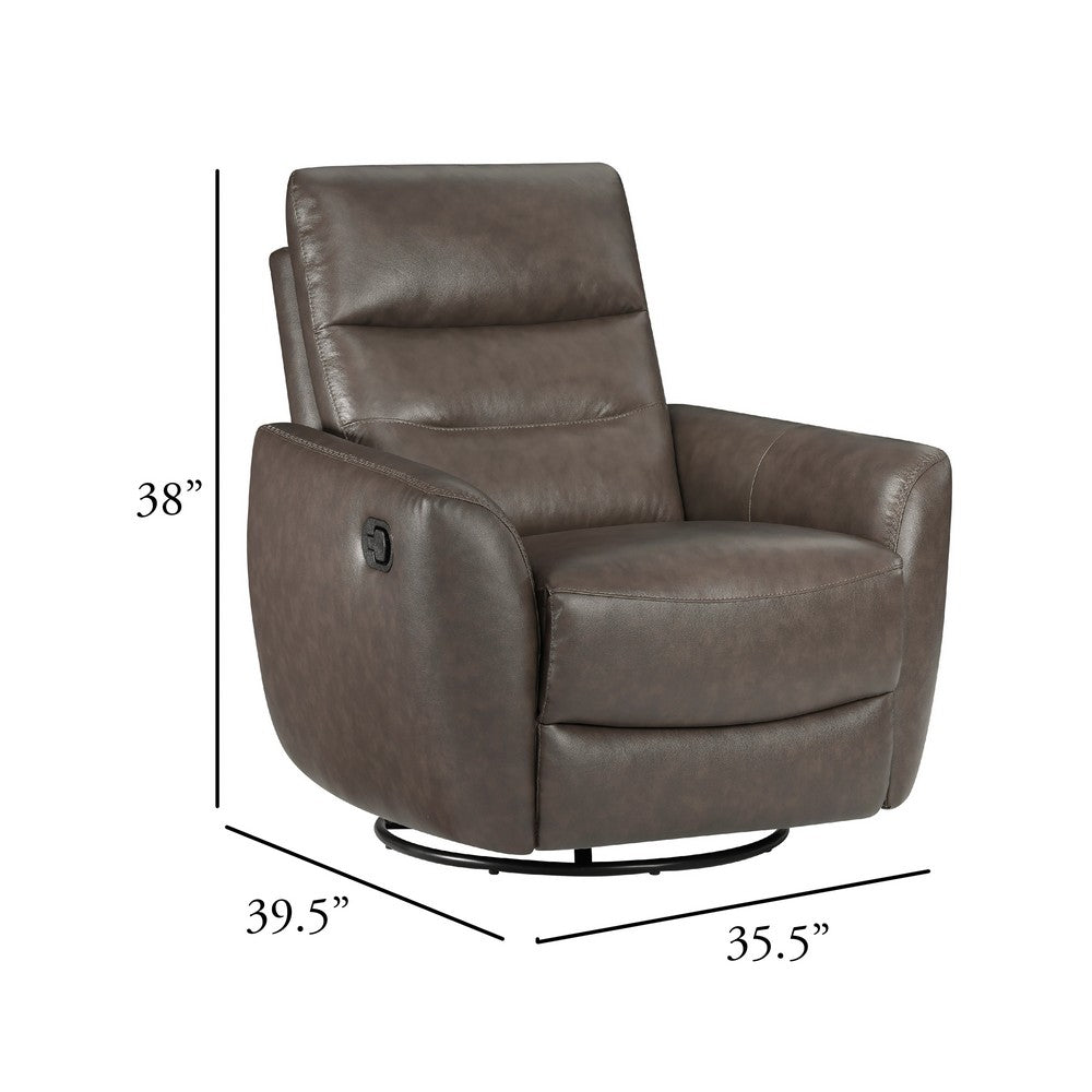 Cax Swivel Glider Manual Reclining Chair | Tab Pull | Dark Brown Leather