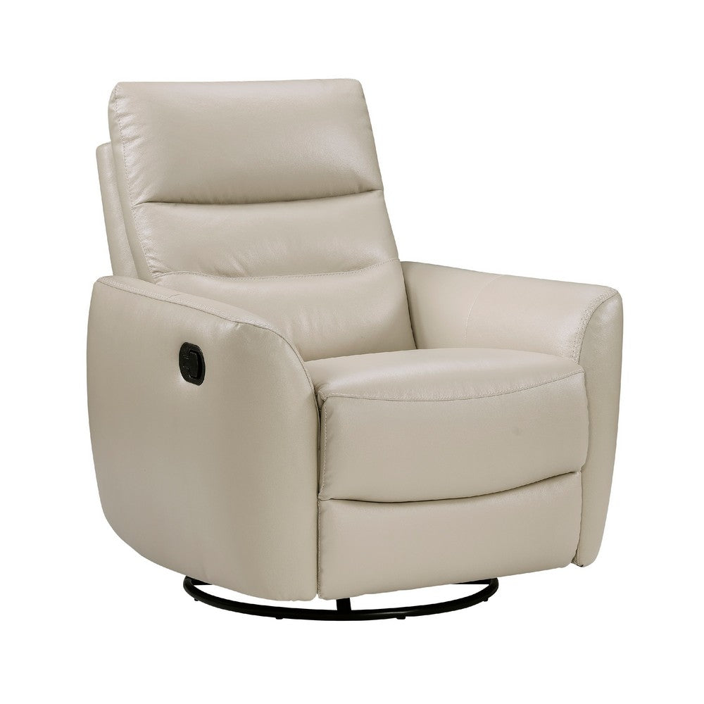 Cax Swivel Glider Manual Reclining Chair | Tab Pull Taupe Brown Leather