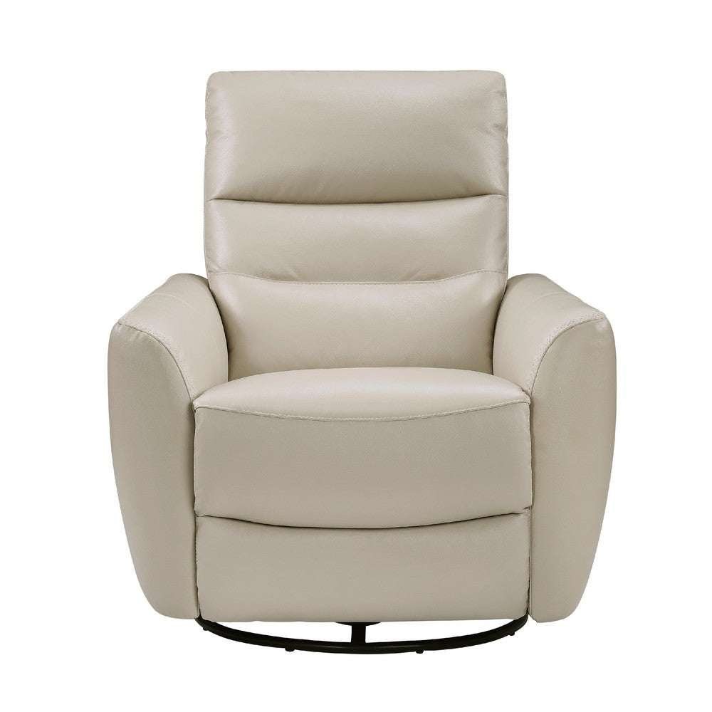 Cax Swivel Glider Manual Reclining Chair | Tab Pull Taupe Brown Leather