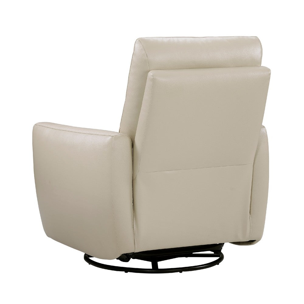 Cax Swivel Glider Manual Reclining Chair | Tab Pull Taupe Brown Leather