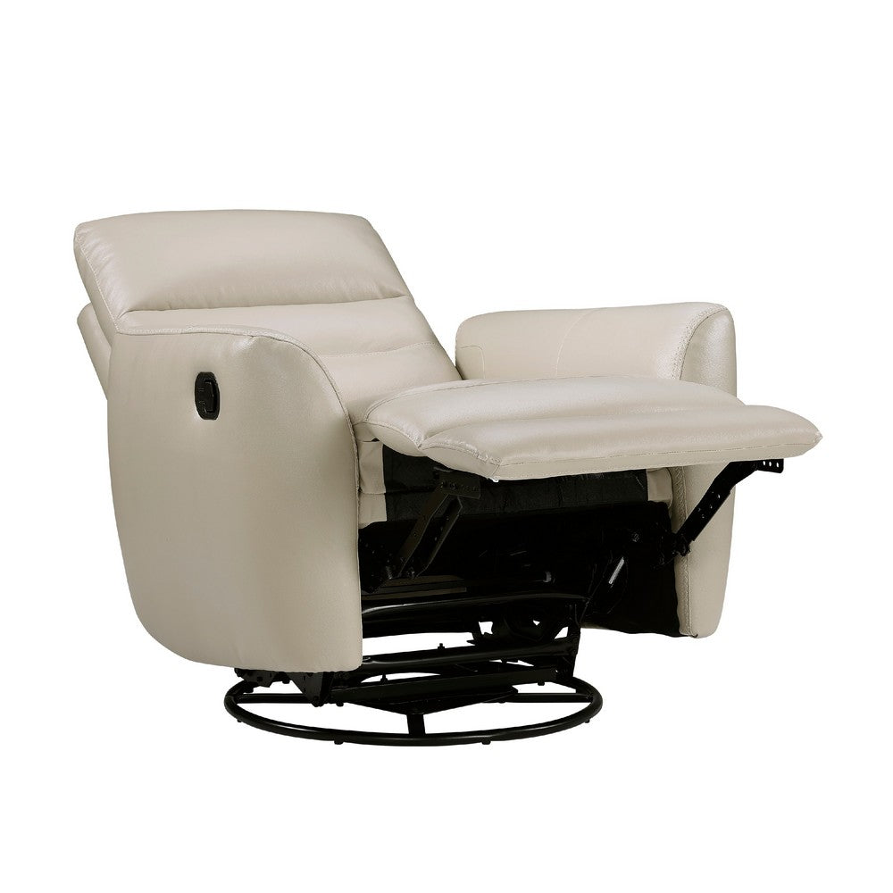 Cax Swivel Glider Manual Reclining Chair | Tab Pull Taupe Brown Leather