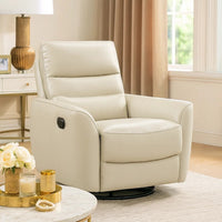 Cax Swivel Glider Manual Reclining Chair | Tab Pull Taupe Brown Leather