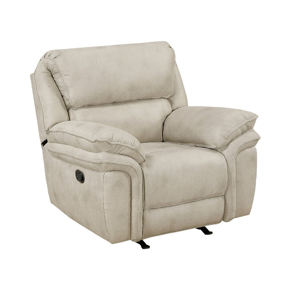 Tony Rocker Manual Reclining Chair w Tab Pull | Sand Brown Microfiber