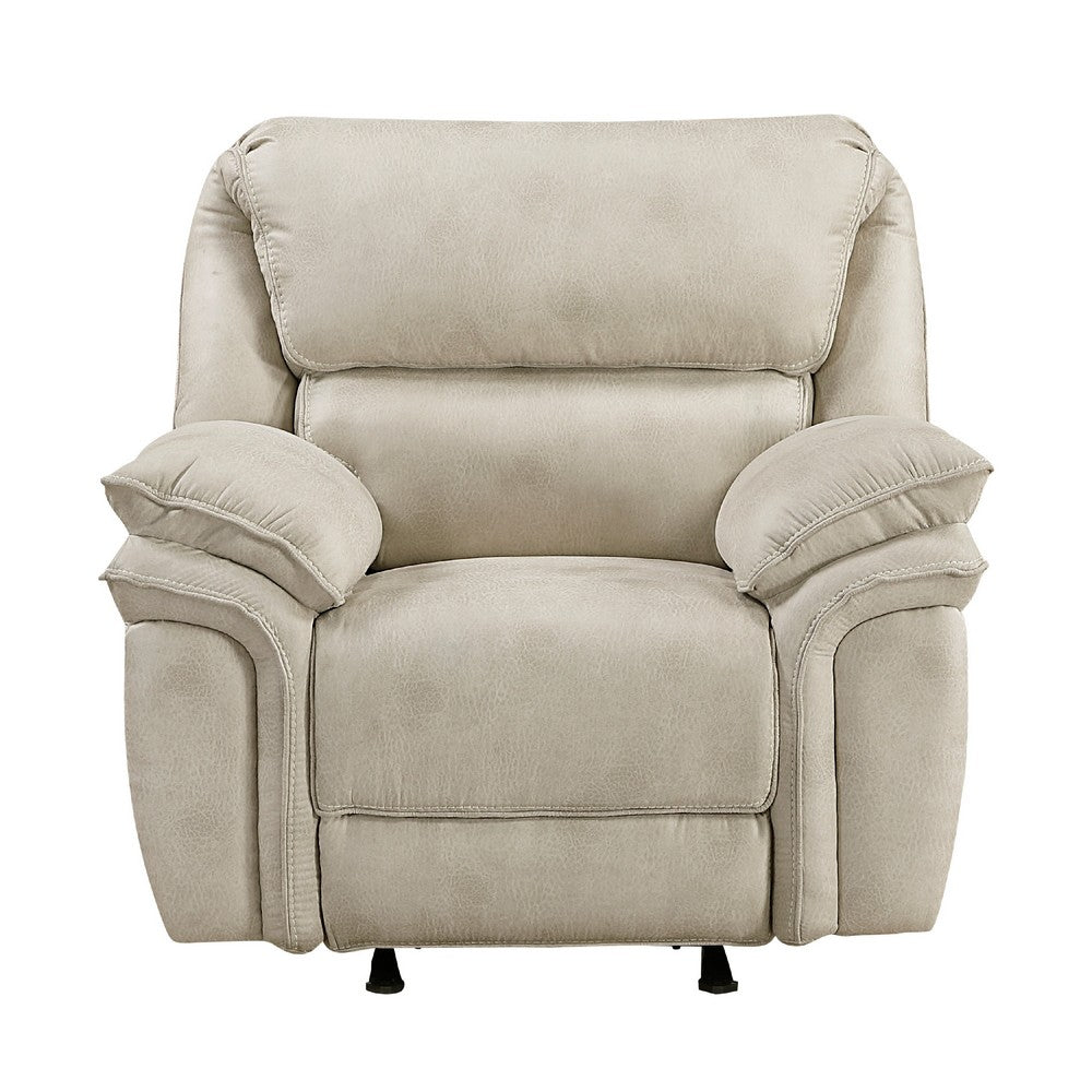 Tony Rocker Manual Reclining Chair w Tab Pull | Sand Brown Microfiber