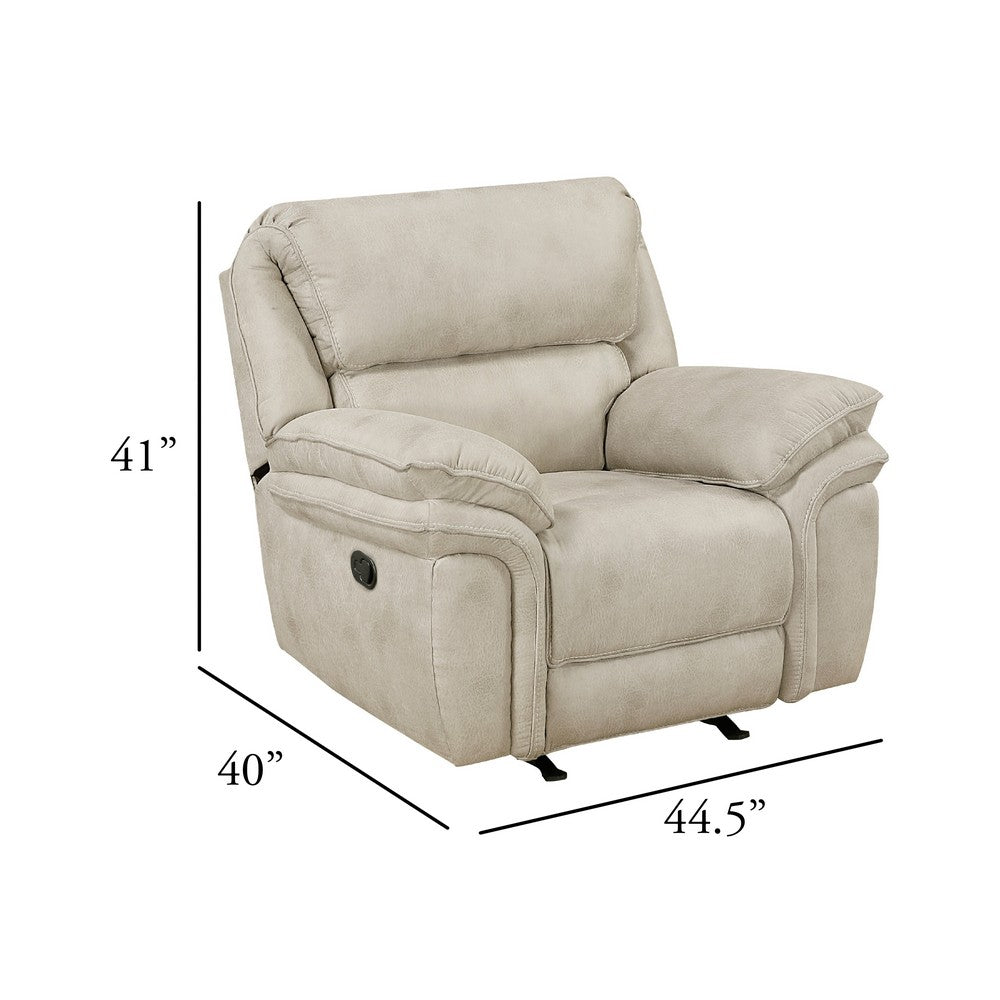Tony Rocker Manual Reclining Chair w Tab Pull | Sand Brown Microfiber