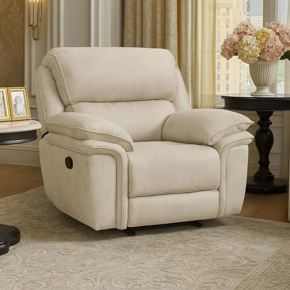 Tony Rocker Manual Reclining Chair w Tab Pull | Sand Brown Microfiber