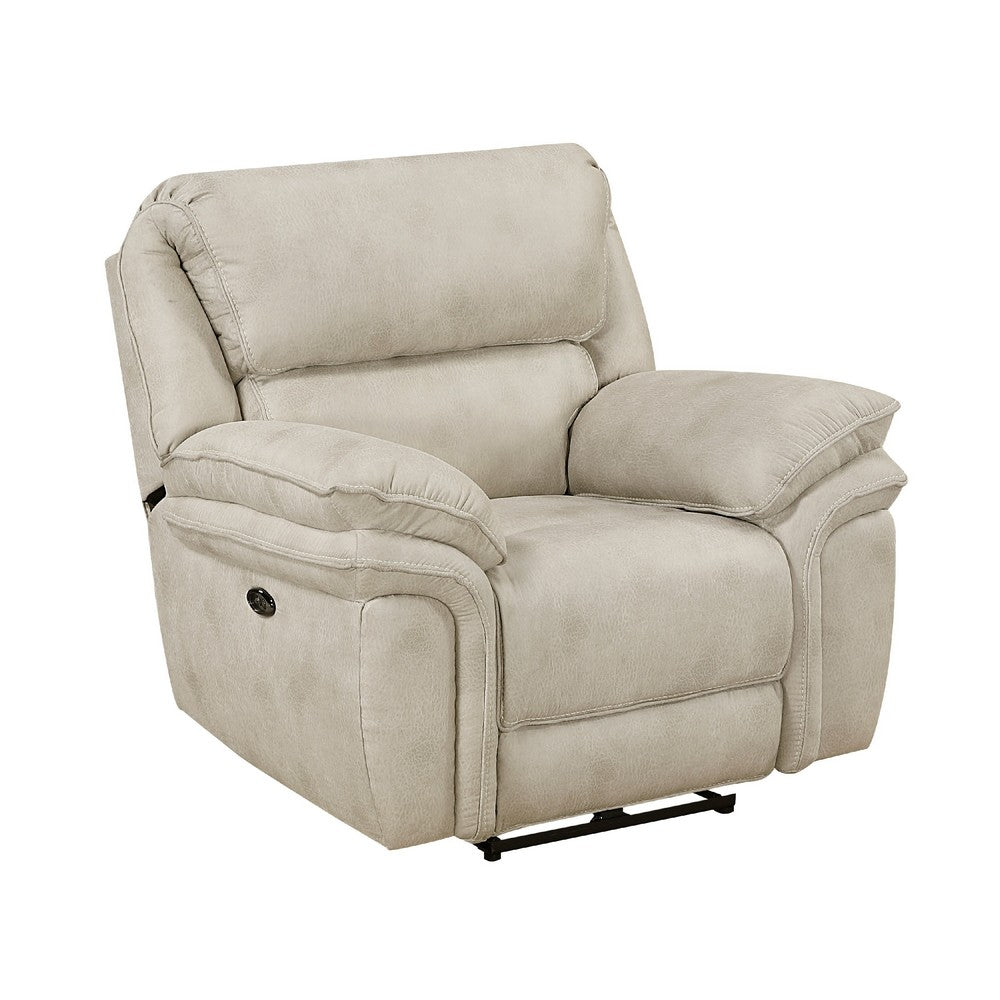 Tony Power Reclining Chair w USB Charging Port | Sand Brown Microfiber