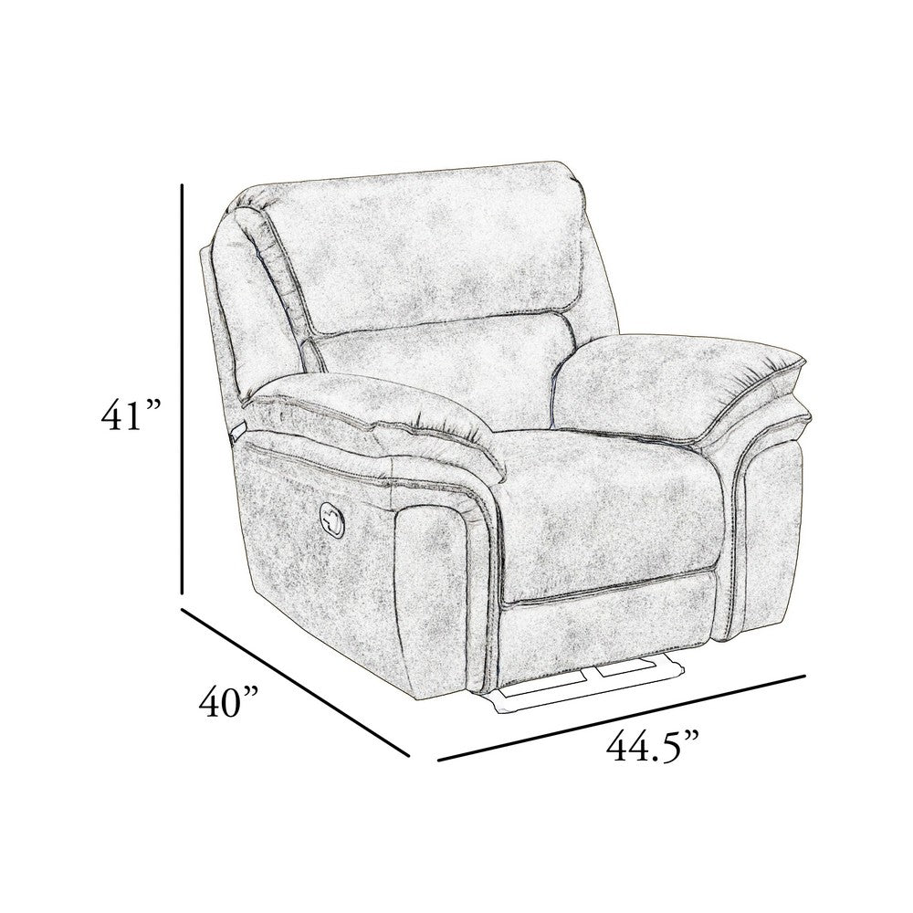 Tony Power Reclining Chair w USB Charging Port | Sand Brown Microfiber