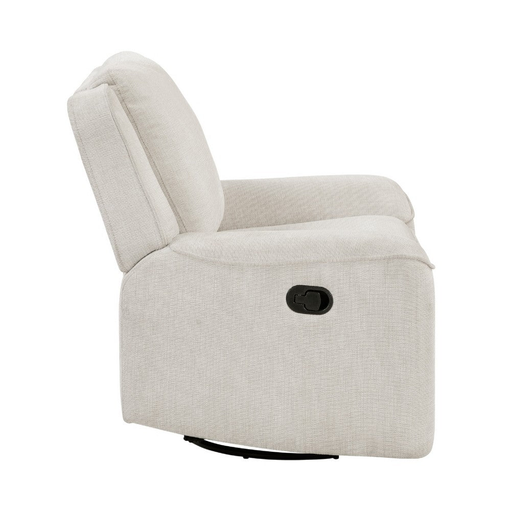 Ruma Swivel Manual Reclining Chair w Tab Pull | Beige Chenille Fabric