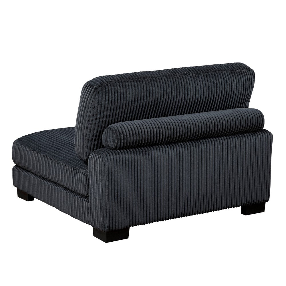 Rix Armless Chair | 1 Pillow | Faux Wood Legs | Black Corduroy Fabric