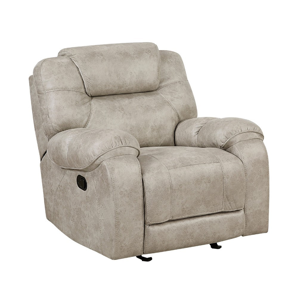 Lily Glider Manual Reclining Chair | Pewter Gray Polished Microfiber