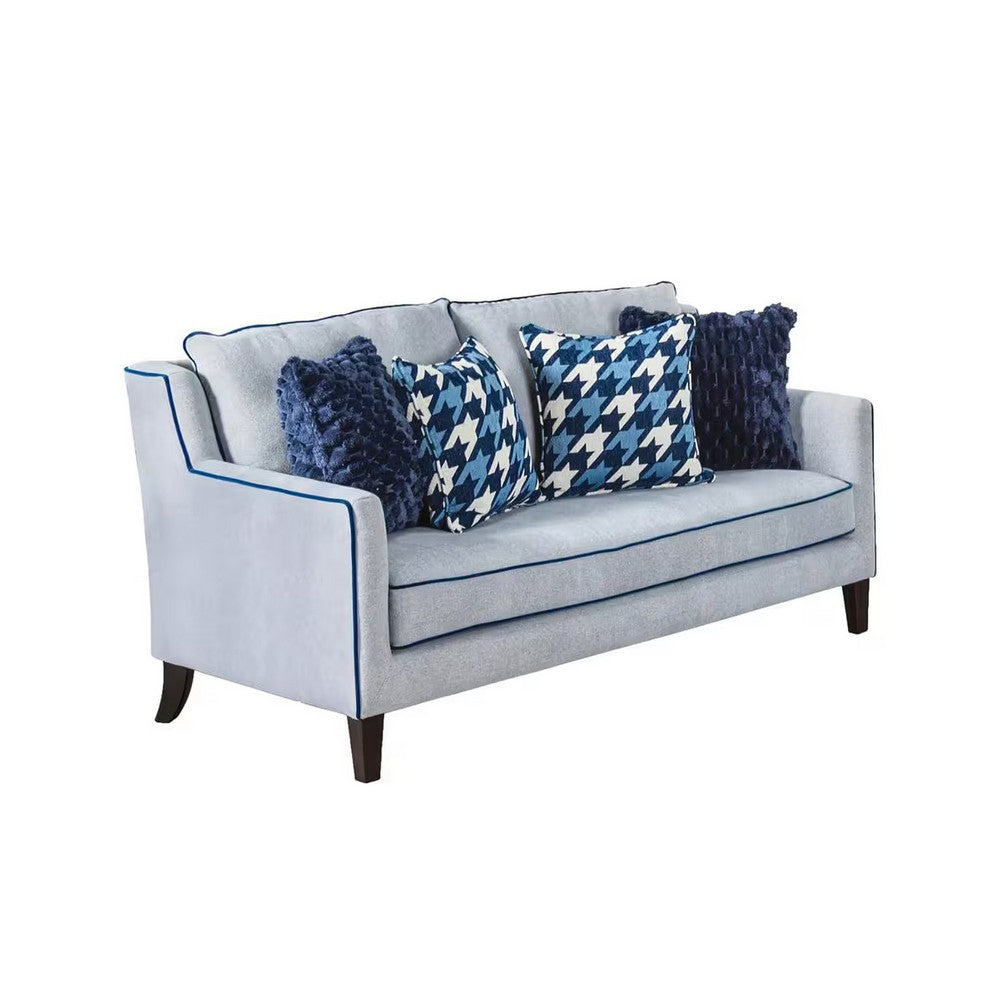 Colin Loveseat | 4 Houndstooth Pillows | Gray Blue Polyester | 68"