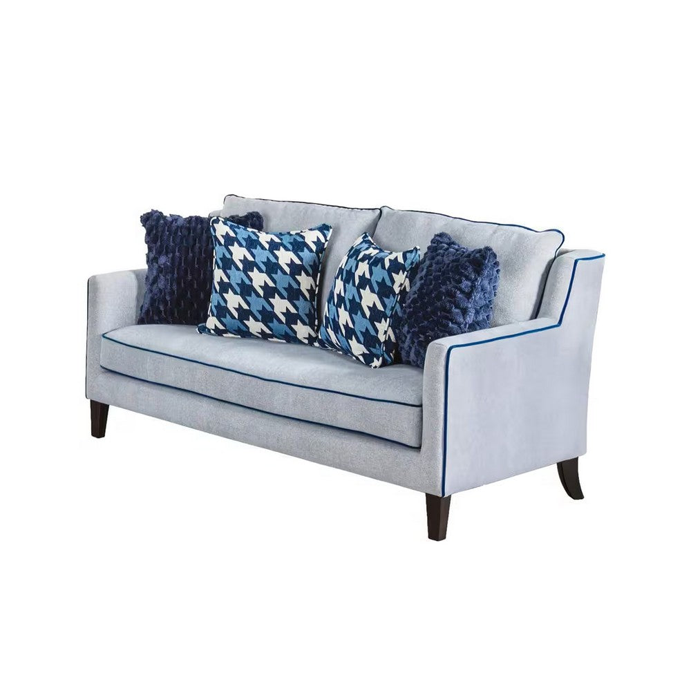 Colin Loveseat | 4 Houndstooth Pillows | Gray Blue Polyester | 68"