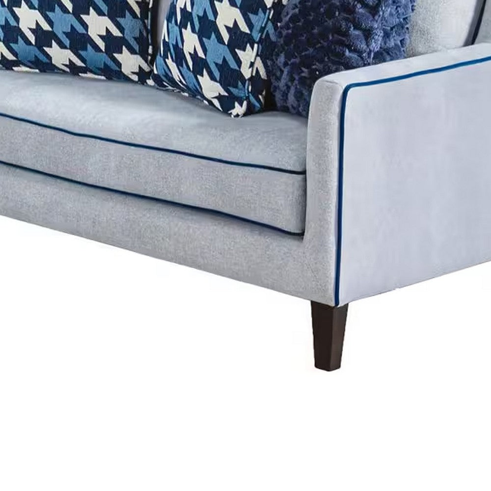 Colin Loveseat | 4 Houndstooth Pillows | Gray Blue Polyester | 68"