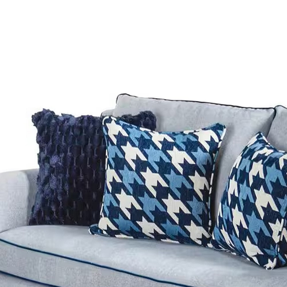 Colin Loveseat | 4 Houndstooth Pillows | Gray Blue Polyester | 68"