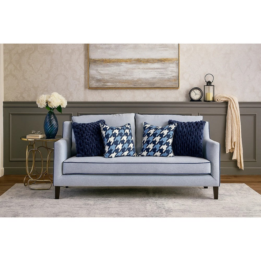 Colin Loveseat | 4 Houndstooth Pillows | Gray Blue Polyester | 68"