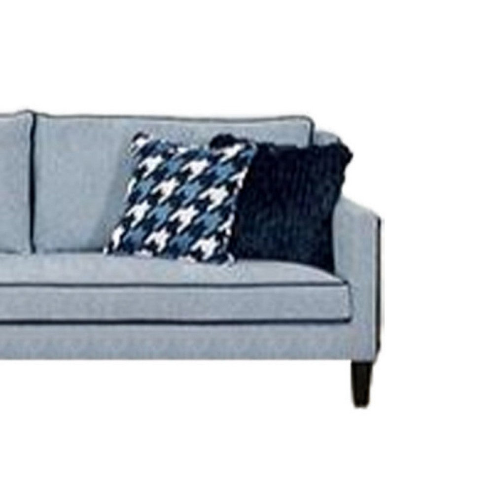 Colin Sofa | 4 Houndstooth Throw Pillows | Blue Gray Polyester | 85"