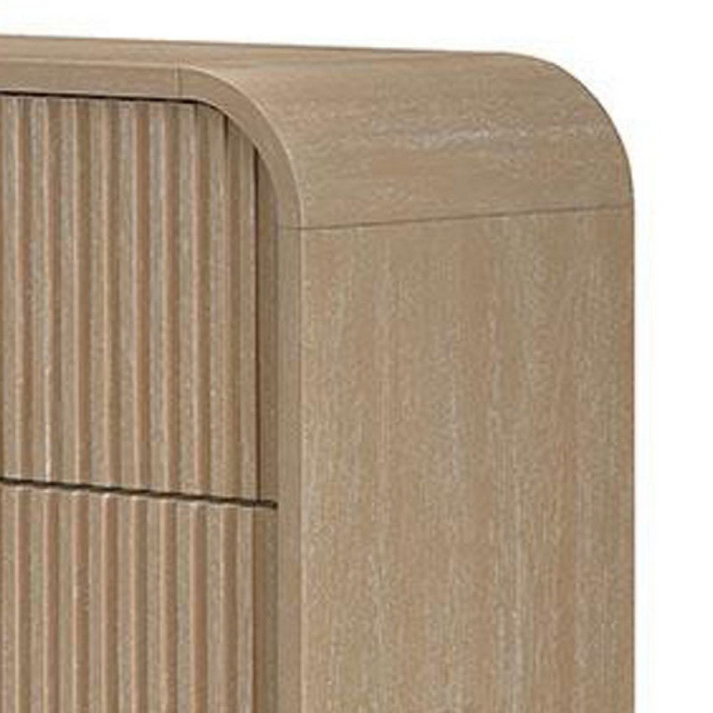 Tanya Tall Dresser Chest | 4 Drawers Reeded Panels | Natural Brown