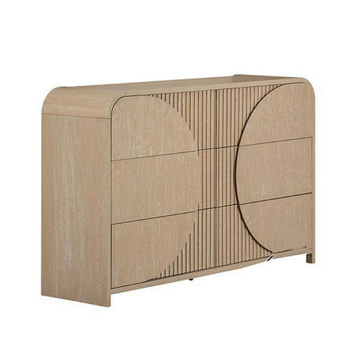 Tanya Wide Dresser | 4 Drawers | Reeded Panels | Natural Brown Wood