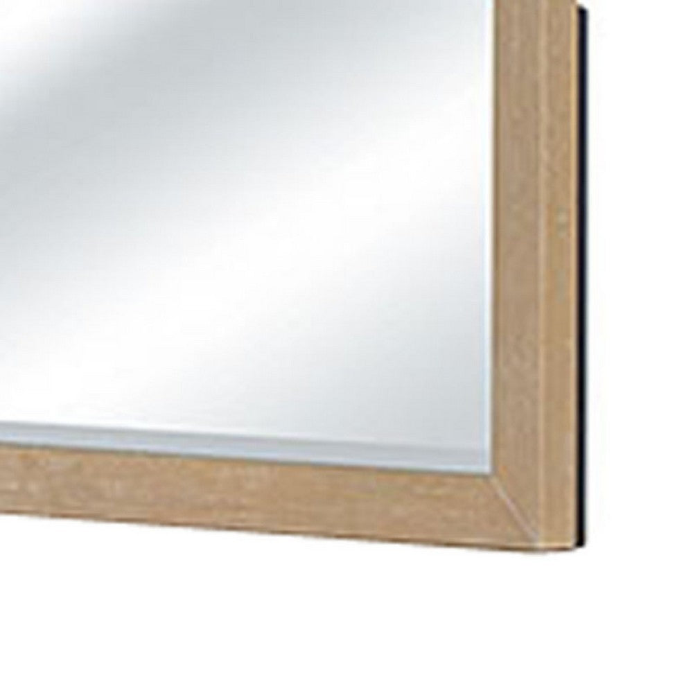 Tanya Dresser Mirror | Beveled Curved Edge | Natural Brown Wood 40x46