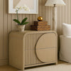 Tanya Nightstand with 2 Drawers | Reeded Panels | Natural Brown Wood