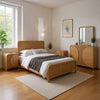Tanya 5pc Queen Bedroom Set | 2 Nightstands Mirror | Reeded Brown Wood