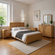 Tanya 5pc Queen Bedroom Set | 2 Nightstands Mirror | Reeded Brown Wood