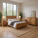 Tanya 5pc Queen Bedroom Set | 2 Nightstands Mirror | Reeded Brown Wood