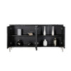 Betie Sideboard Buffet Cabinet, Textured Steel Metal Front, Black Wood