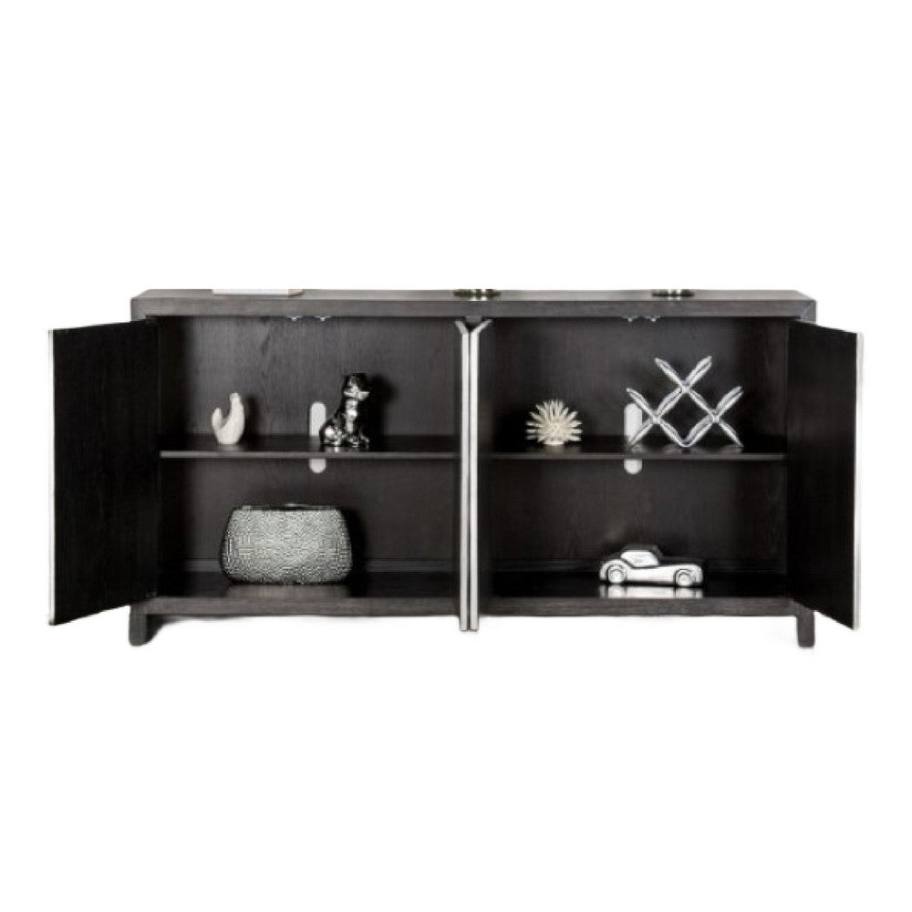 Betie Sideboard Buffet Cabinet | 72" | Weathered Steel Black Wood