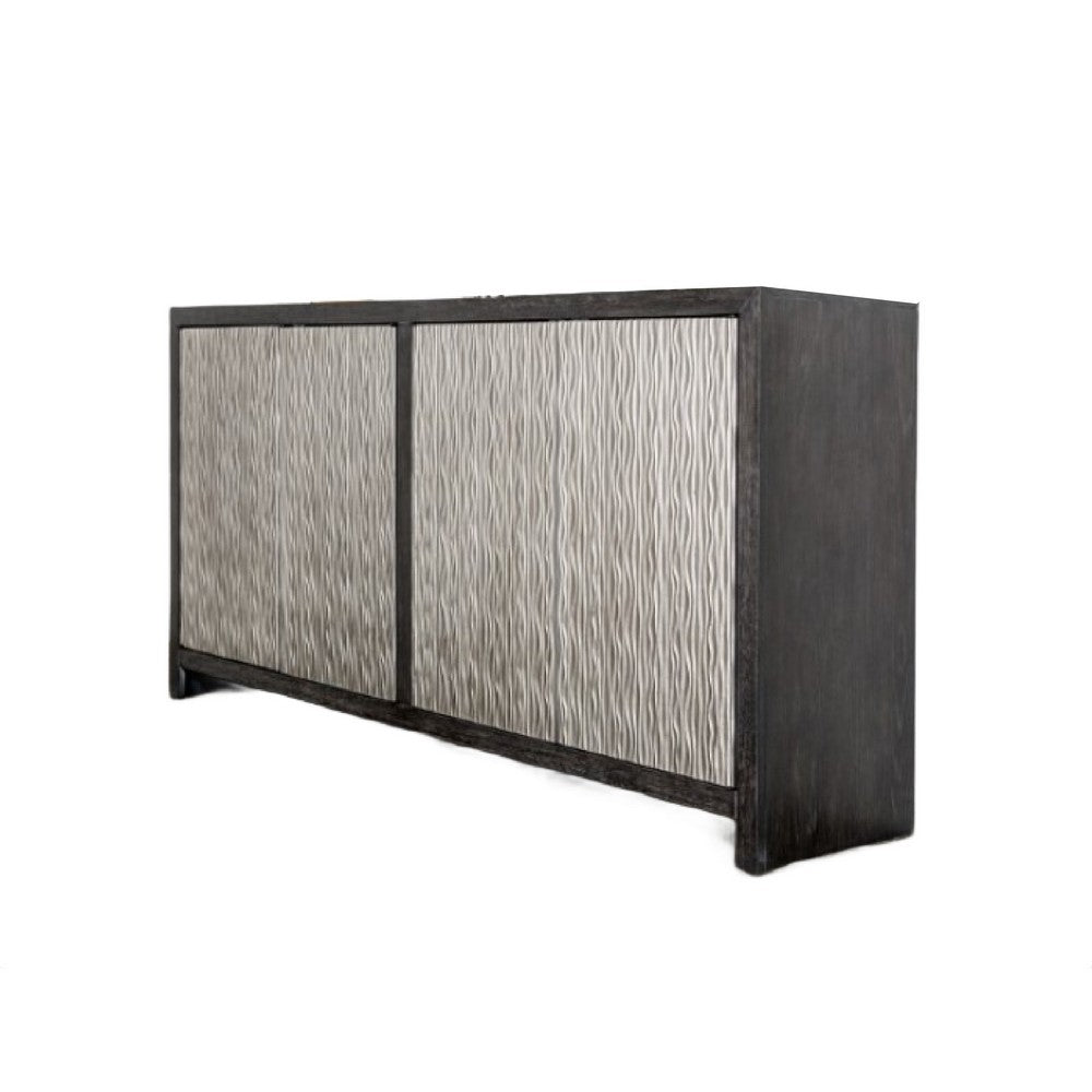 Betie Sideboard Buffet Cabinet | 72" | Weathered Steel Black Wood