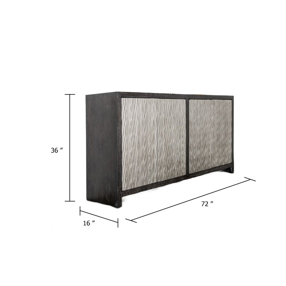Betie Sideboard Buffet Cabinet | 72" | Weathered Steel Black Wood