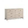 Rozie Wide Dresser with 7 Drawers | Light Oak Brown Solid Wood | Gold