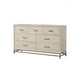 Rozie Wide Dresser with 7 Drawers | Light Oak Brown Solid Wood | Gold
