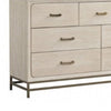 Rozie Wide Dresser with 7 Drawers | Light Oak Brown Solid Wood | Gold