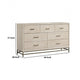 Rozie Wide Dresser with 7 Drawers | Light Oak Brown Solid Wood | Gold