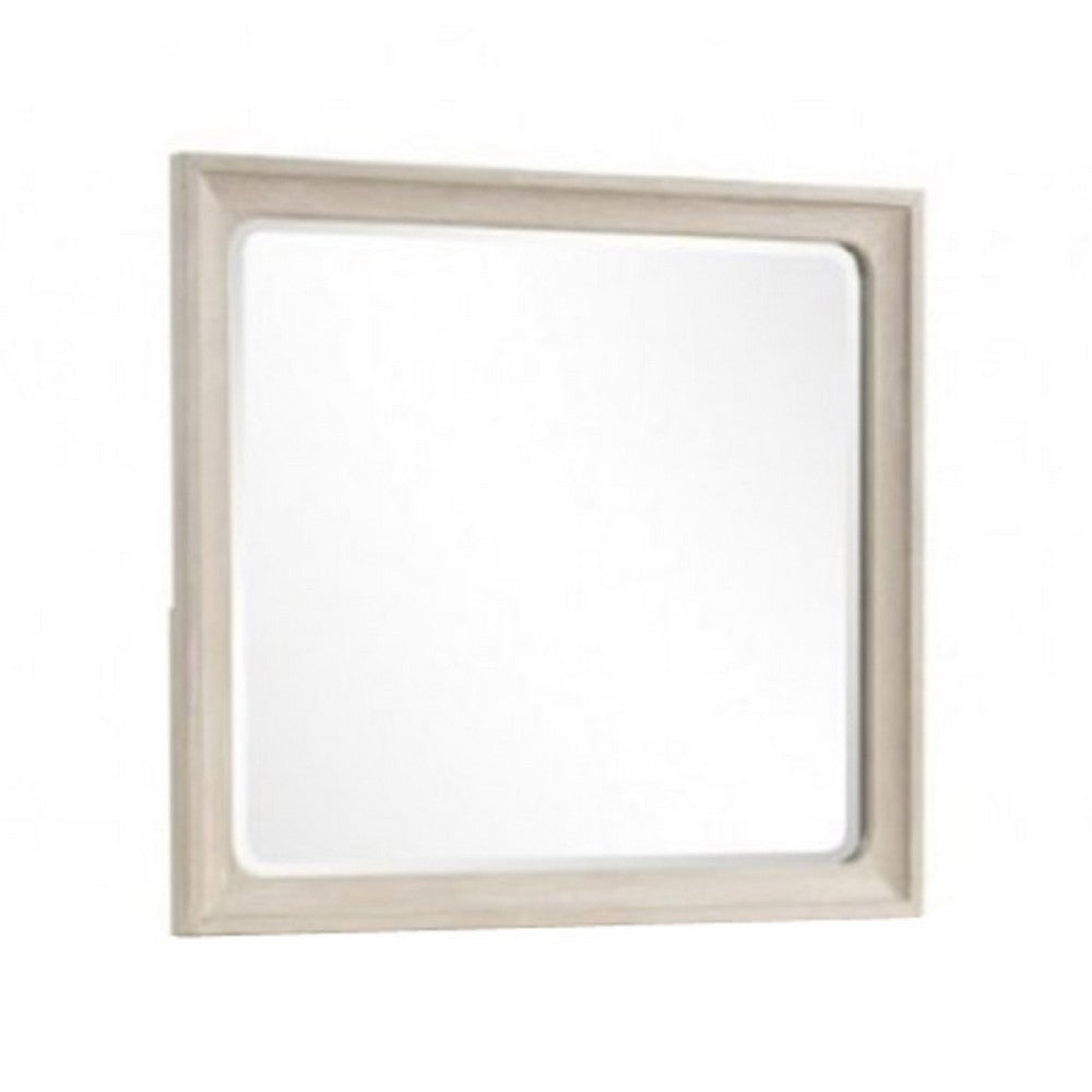 Rozie Dresser Mirror | Bevelled Accents | Light Brown Solid Wood 36x40