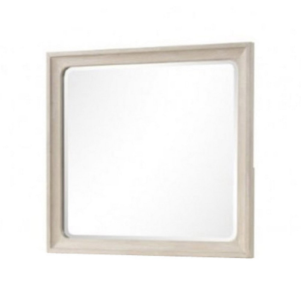 Rozie Dresser Mirror | Bevelled Accents | Light Brown Solid Wood 36x40