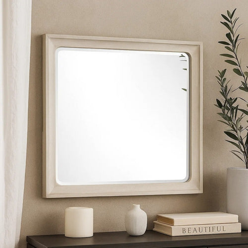Rozie Dresser Mirror | Bevelled Accents | Light Brown Solid Wood 36x40