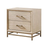 Rozie Nightstand | 2 Drawers | Metal Legs | Light Oak Brown Wood 27"