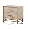 Rozie Nightstand | 2 Drawers | Metal Legs | Light Oak Brown Wood 27"