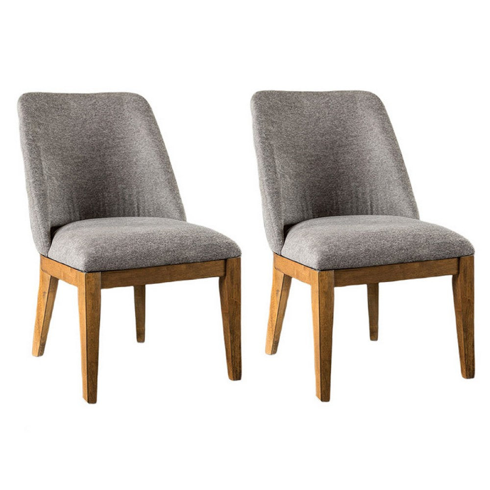 Ramie Side Dining Chair Set of 2 | Wingback | Chestnut Wood | Gray