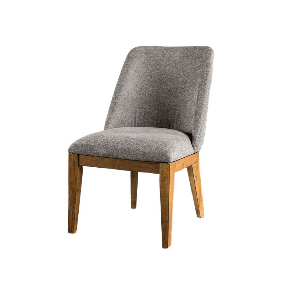 Ramie Side Dining Chair Set of 2 | Wingback | Chestnut Wood | Gray