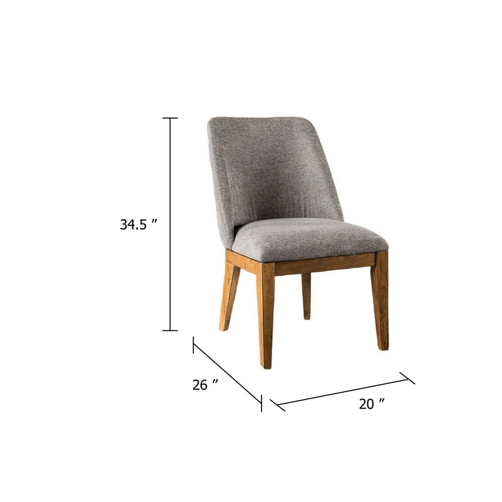 Ramie Side Dining Chair Set of 2 | Wingback | Chestnut Wood | Gray