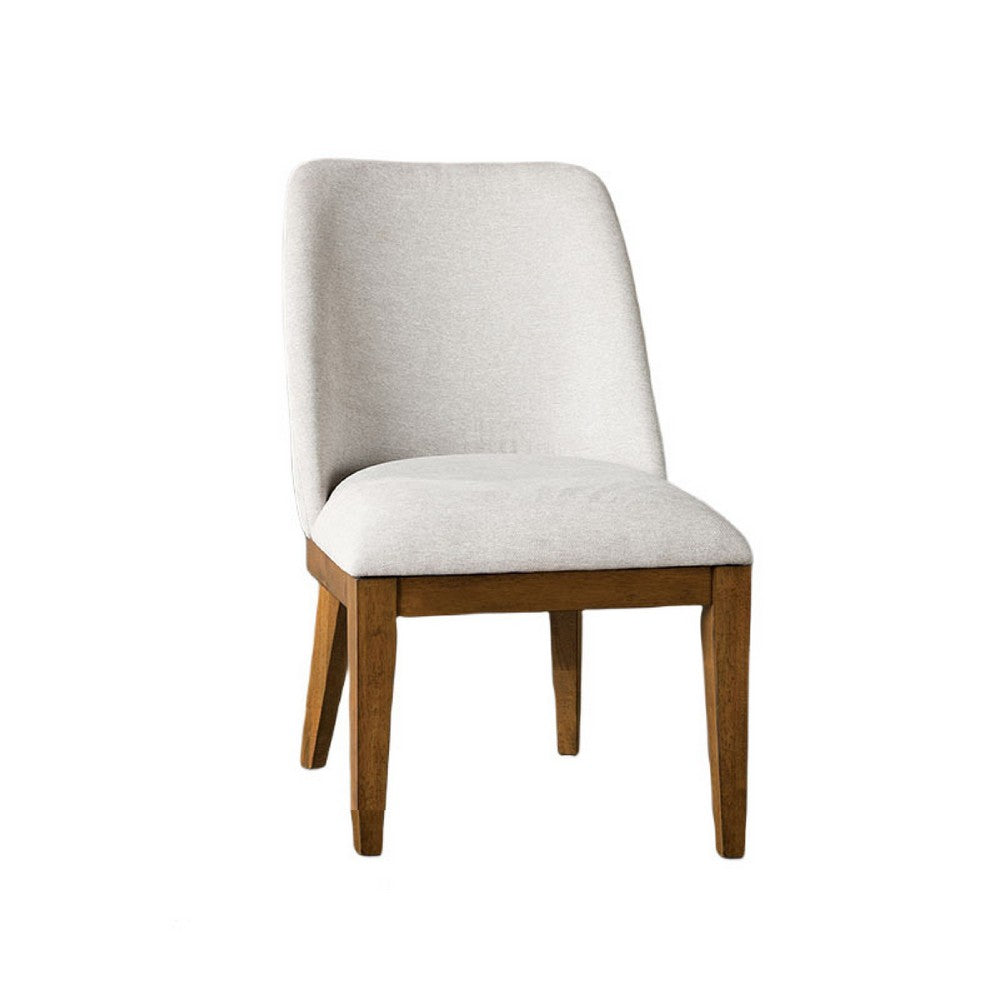 Ramie Side Dining Chair Set of 2 | Wingback Chestnut Wood | White