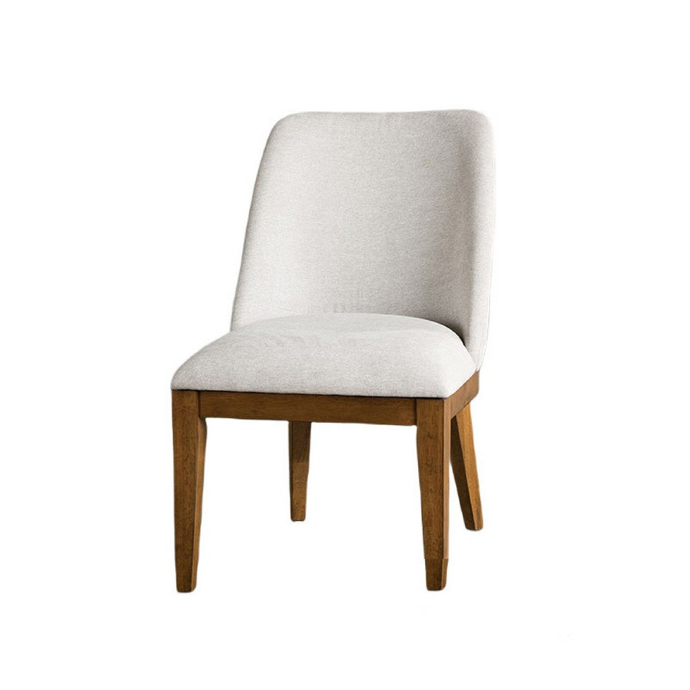 Ramie Side Dining Chair Set of 2 | Wingback Chestnut Wood | White