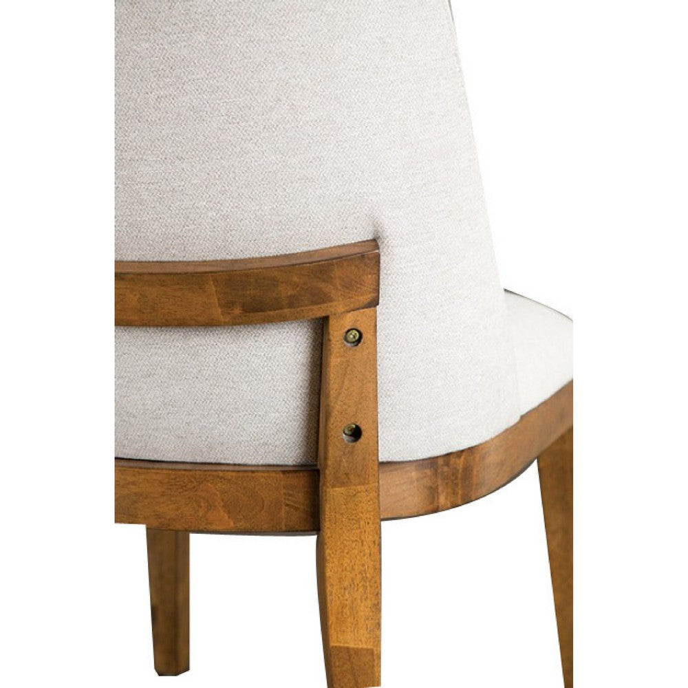 Ramie Side Dining Chair Set of 2 | Wingback Chestnut Wood | White