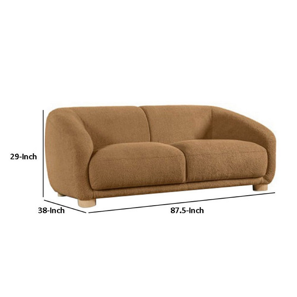 Oliver Sofa with Round and Back Sloped Arms | Soft Brown Boucle 88"