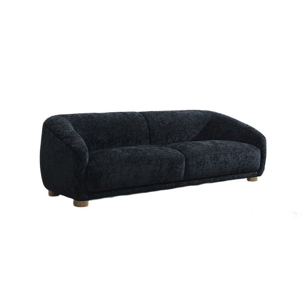 Oliver Loveseat with Round Back Sloped Arms | Soft Black Chenille 68"